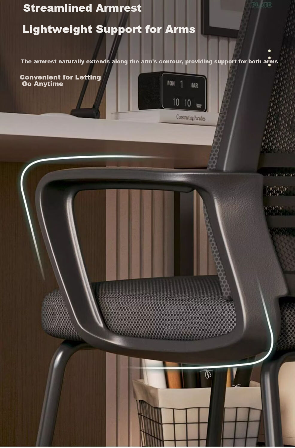 SGMW Ergonomic Office Chair Arched Design Comfortable Long Sitting Conference Chair Staff Chair Mahjong Chair with Backrest Computer Chair for Home Use 11