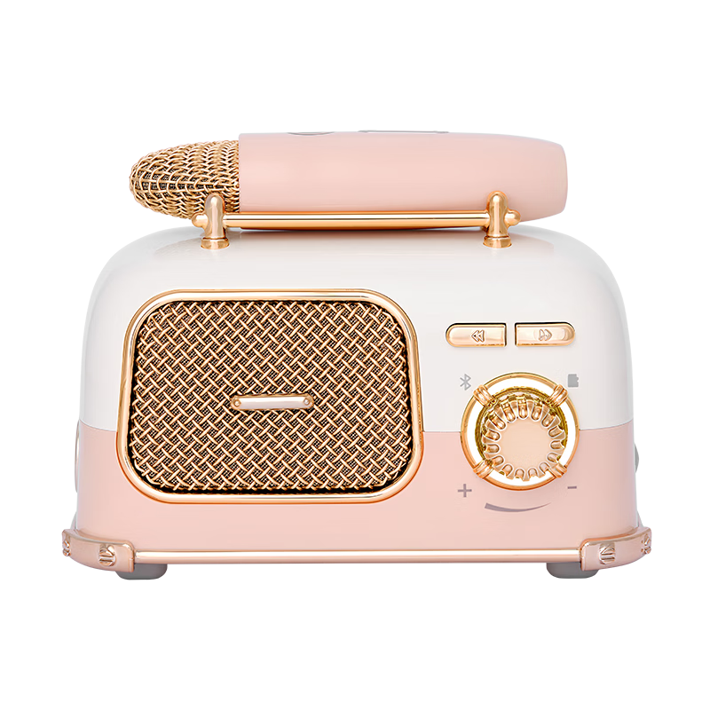 Changba Xiaojuandan Dingdingbasu Wireless Karaoke Microphone Speaker All-In Outdoor Microphone Bluetooth Speaker Home KTV Singing Device Audio Birthday Gift Pink Dual Mic