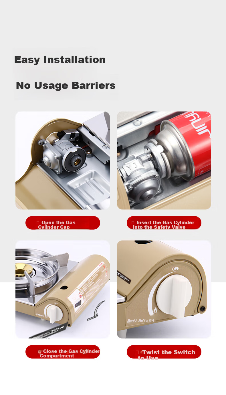 Jinyu Portable Cassette Stove Windproof Explosion-Proof Gas Cooker Outdoor Camping Magnetic Stove High-Power 4.1KW Gas Burner 15