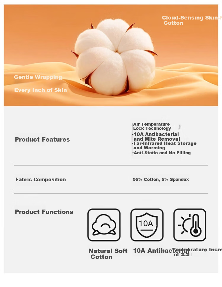 LangSha Men's Pure Cotton Thermal Pants Autumn Winter Thin Inner Wear Base Layer Long Johns Antibacterial Mite-Resistant Heated Cotton Knit Pants 1