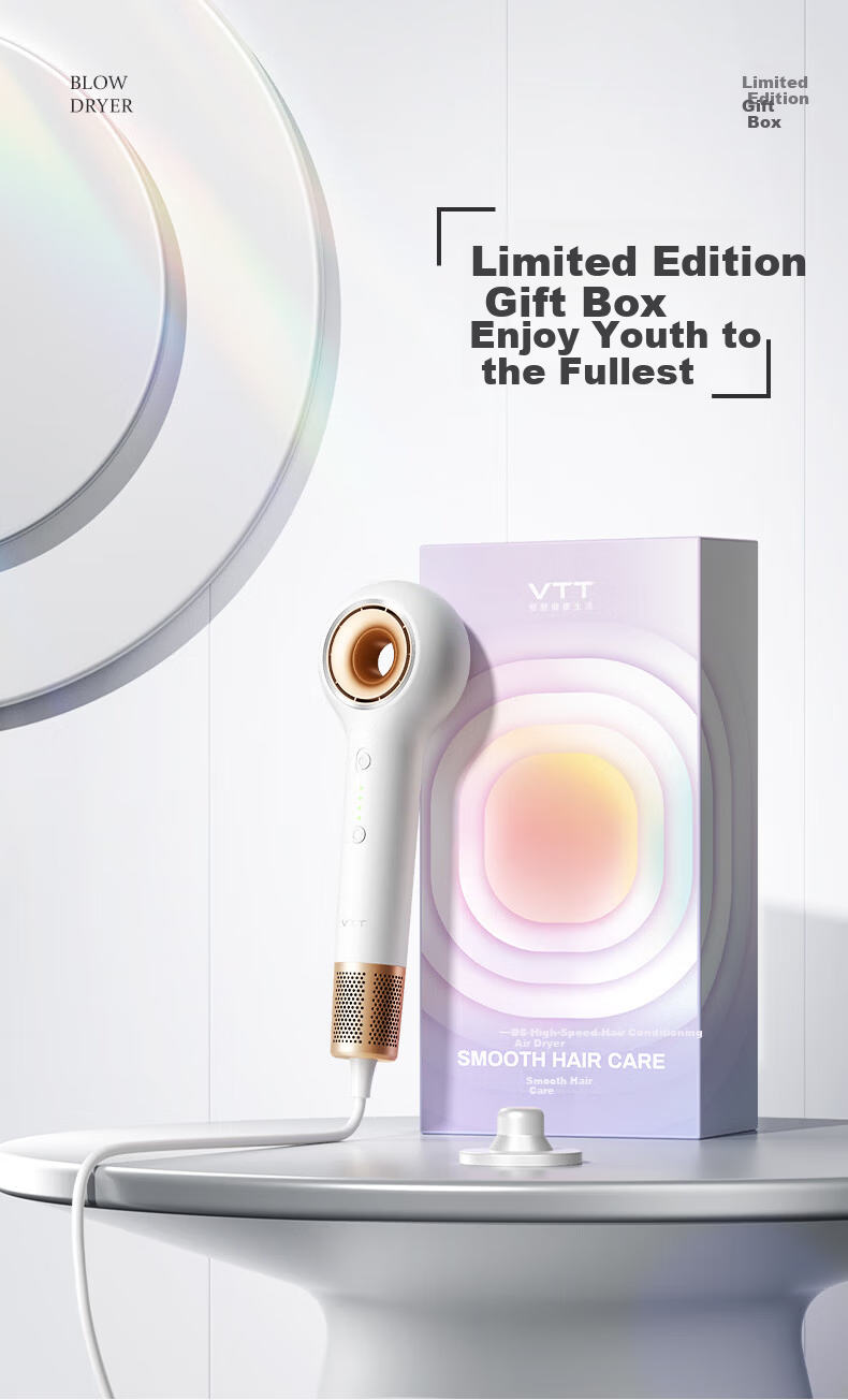 VTT Germany Lollipop High-Speed Hair Dryer Home Silent Negative Ion High Power Hair Protection Quiet Low Noise Birthday Gift 24