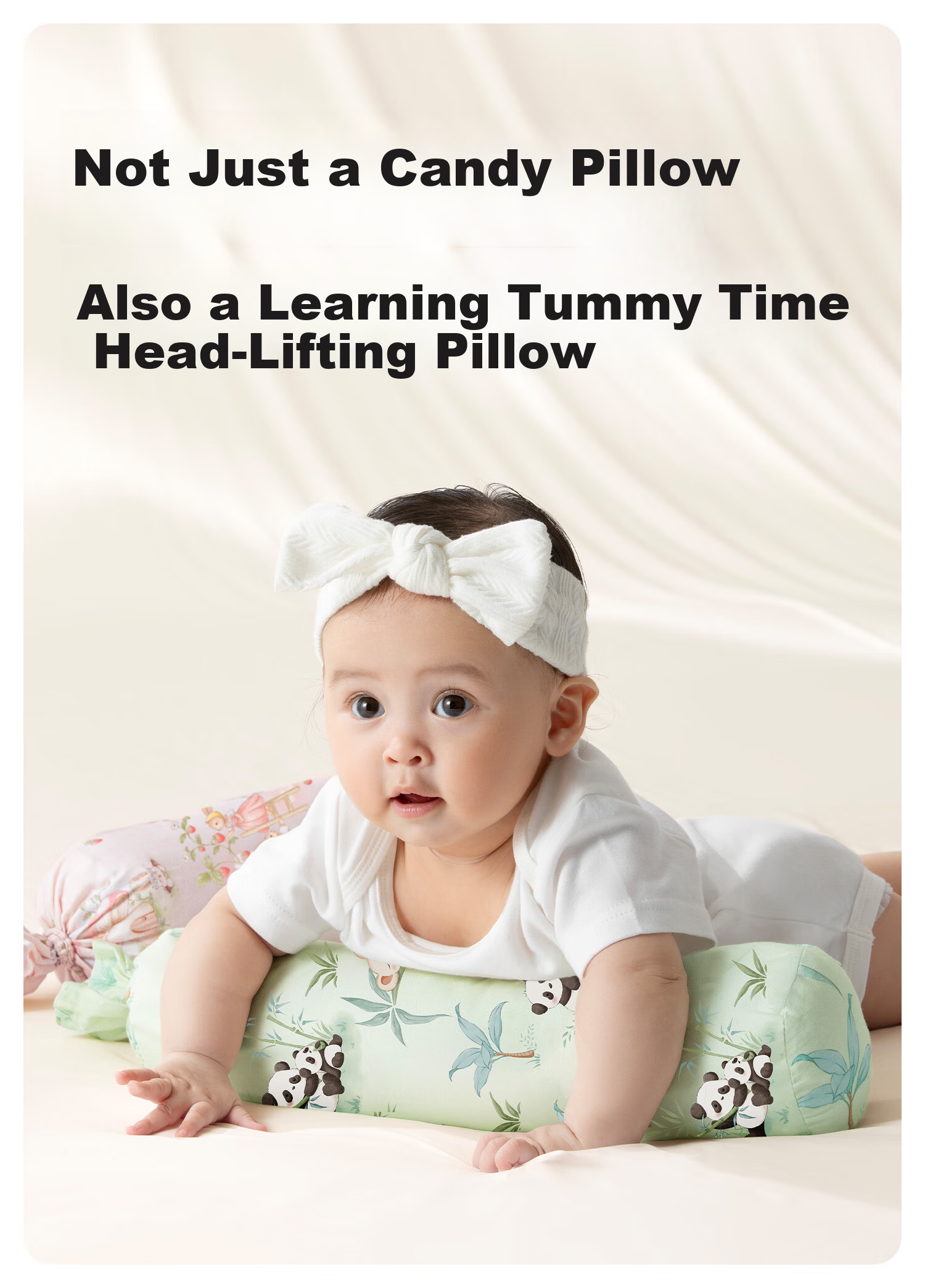 More Rabbit Baby Side Sleeping Support Pillow 0-6 Months Shaping Pillow Anti-Reflux and Turning Pillow for Infants 12