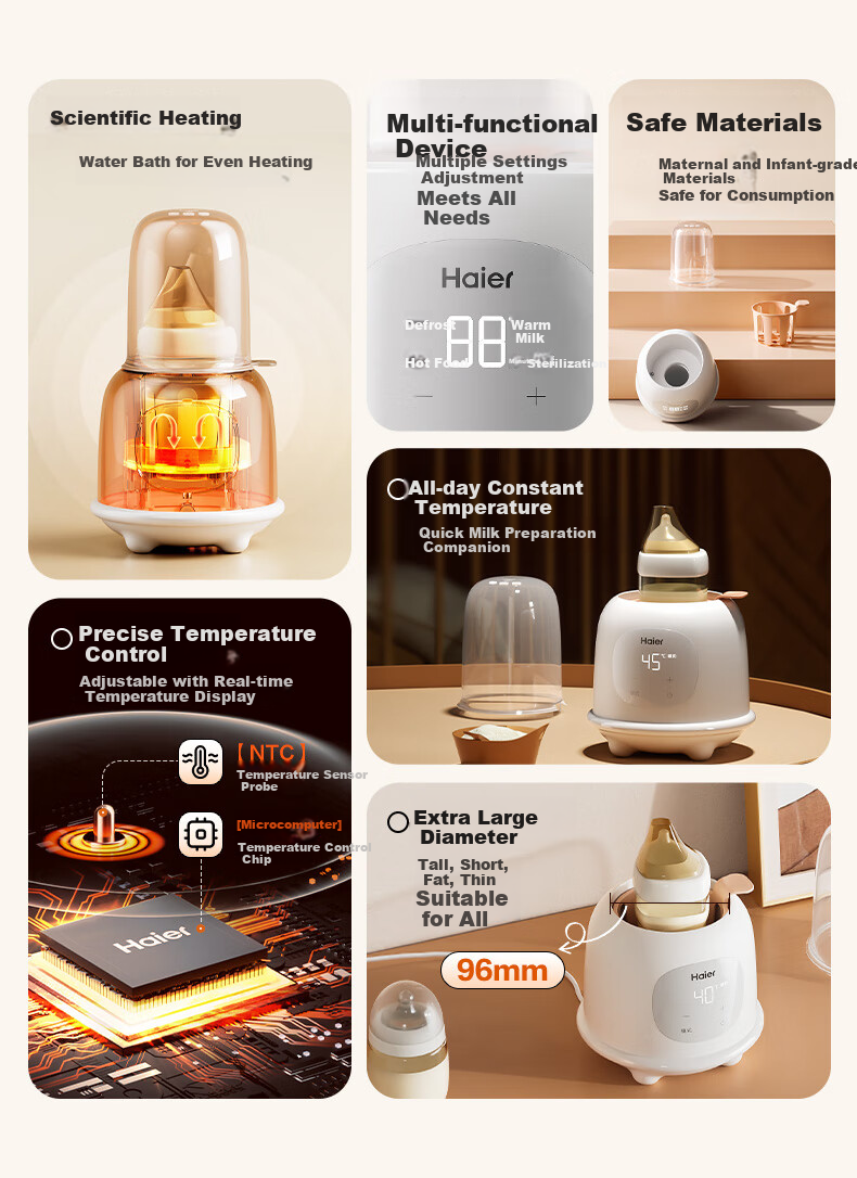 Haier Milk Shaker And Warmer, Two-In Automatic Constant Temperature Heating, Breast Milk Storage Bottle, Waterless Milk Warmer 2