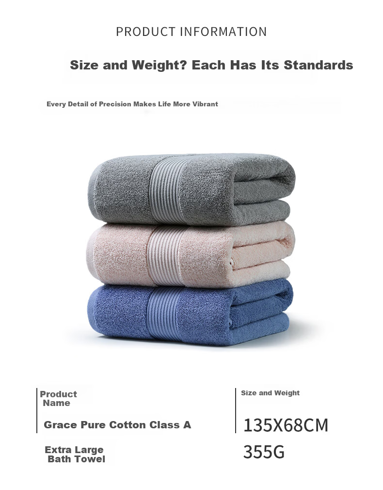 Grace Bath Towel for Home Use, Extra Large Hotel Embroidered Towel for Men And Women, Absorbent Student Large Wrap Towel, Light Gray 70*135cm 6