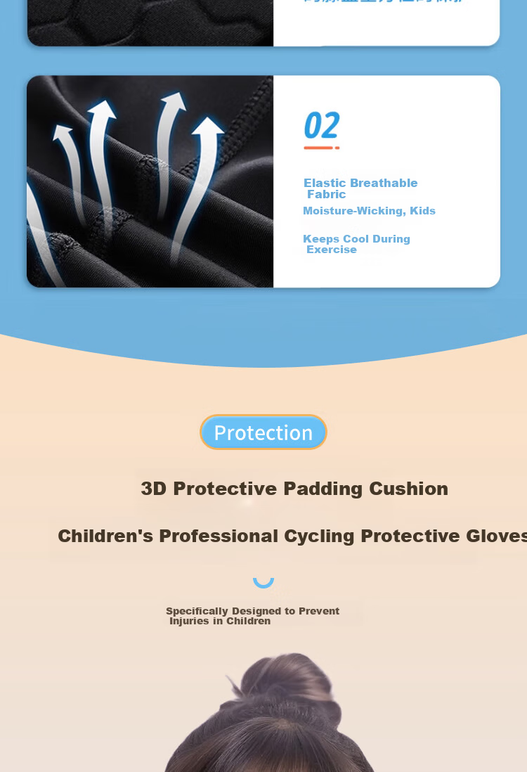 Ousen Kids Cycling Gloves and Knee Pads Set Anti-Fall Thickened Dance Knee Protection for Girls Summer Thin Version 8