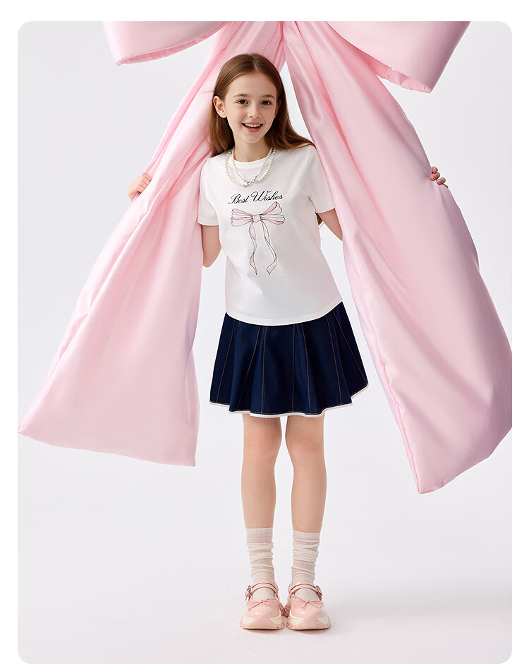 Balabala [balaOne] Girls' Denim Skirt Summer 2026 Sweet Children's Skirt 21