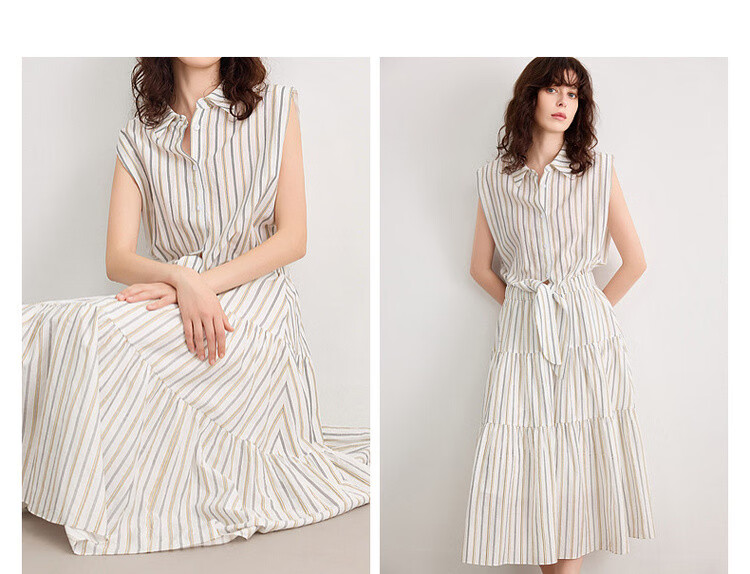 Demana "Dancing with the Wind" Summer Faux Two-Piece Sleeveless Waist-Cinching Slim A-Line Dress for Women, Mid-Length, Office Wear 5