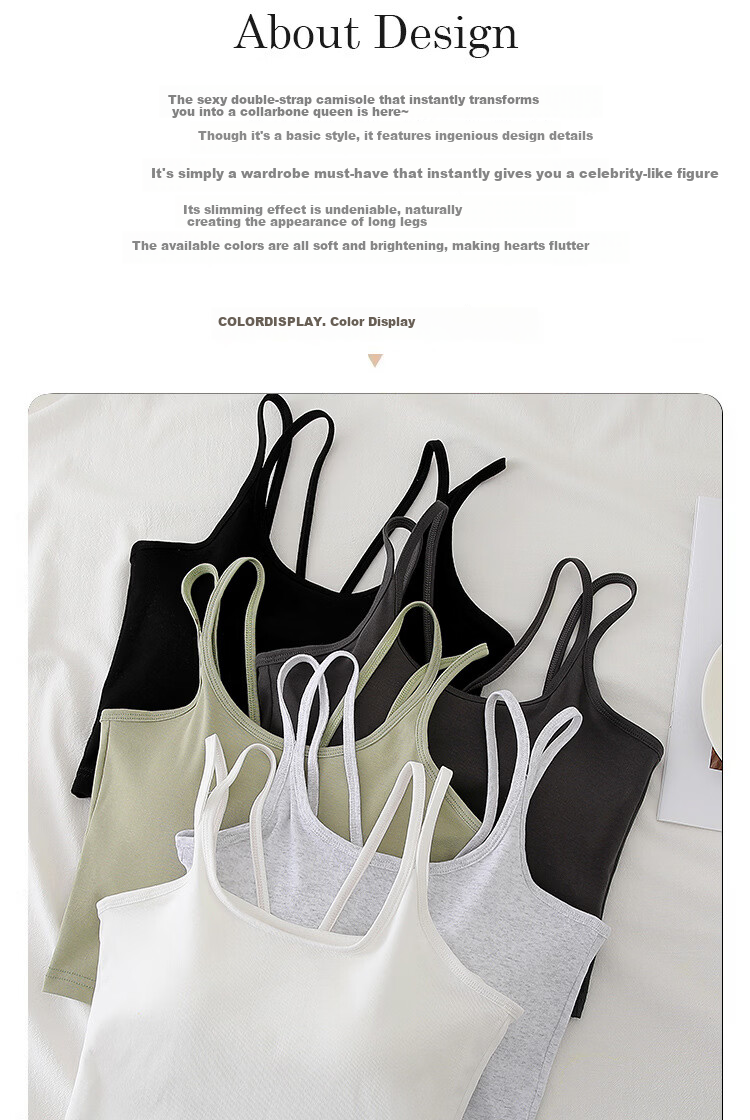 Langsha White Camisole Vest for Women 2026 New Slim Fit Outerwear with Chest Pad, Beautiful Back Cotton Yoga Base Shirt 2