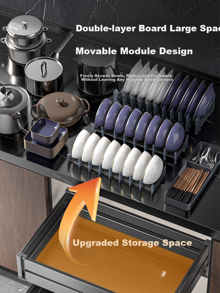 Sijimuge Pull-Out Double-Layer Aluminum Alloy Deepened and Heightened Kitchen Cabinet Drawer Basket Spice Rack 4