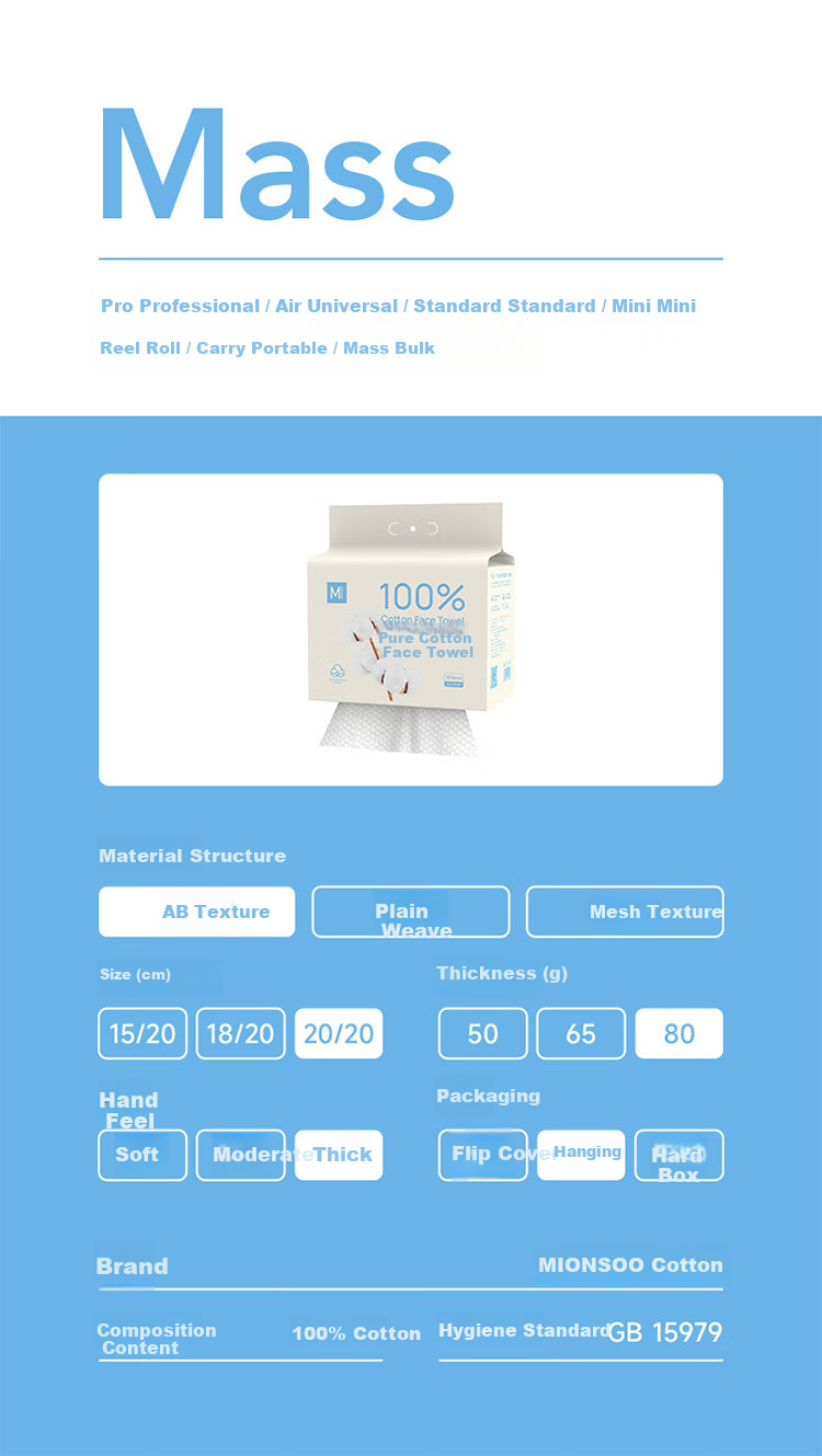 Mianshang Disposable Facial Wipes 100 Sheets Thickened Dual-use Dry and Wet Soft Cotton Towels Hanging Style 20x20cm 2