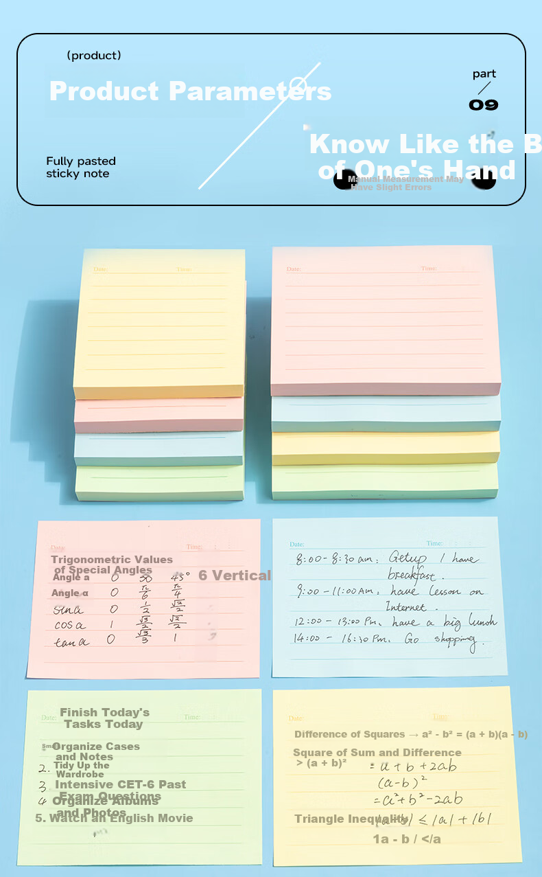 M&G Full Adhesive Lined Large Sticky Notes Label Green 76x101mm YS-294 Exam Essential Student Office Supplies 11