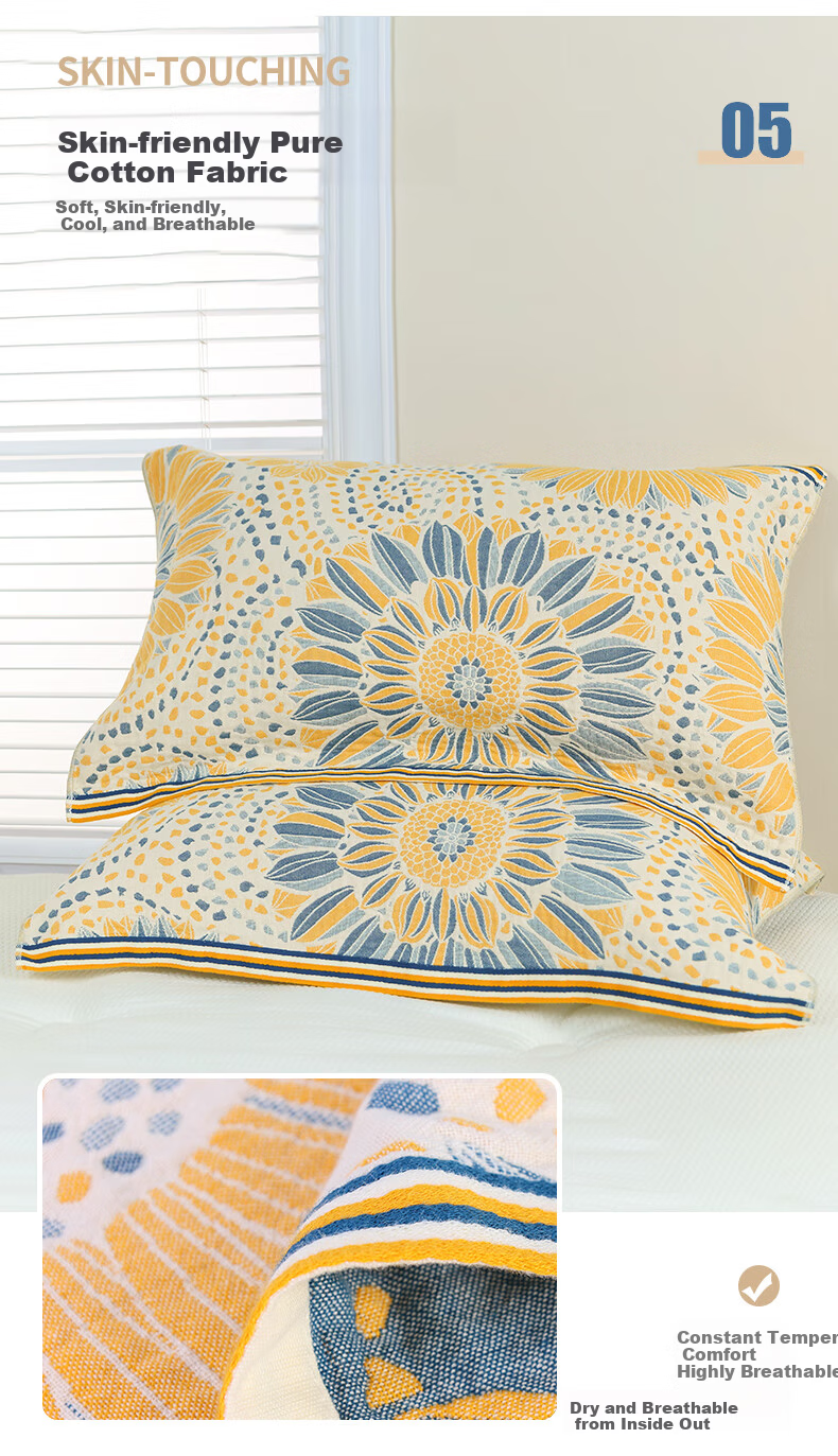 Grace Pure Cotton Pillowcase Cotton Gauze Anti-Slip Pillow Cover Teddy Dog 7
