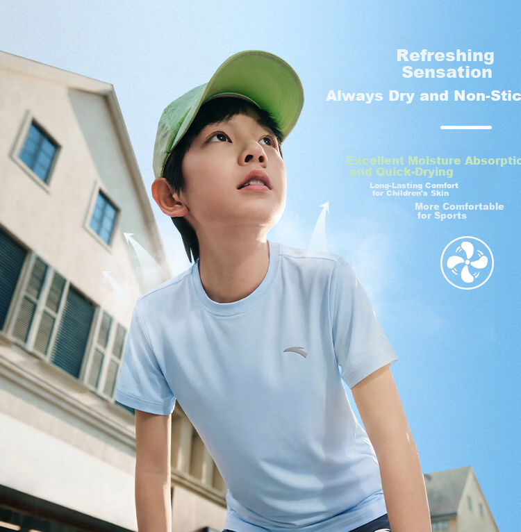 Anta Kids Short Sleeve T-Shirt Sports Quick-Dry Boys Summer 2026 Outdoor Short Tee Girls Easy-Care TA72625110 6
