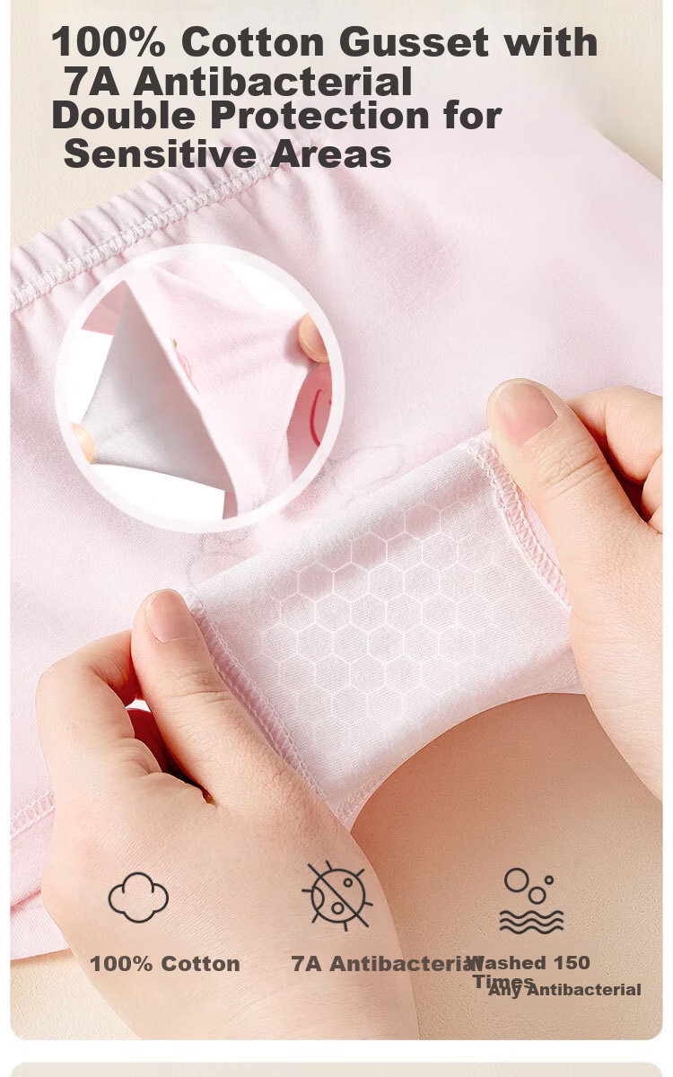 Aibedila Children's Breathable Soft Cotton Boxer Shorts for Girls, Mid to Large Kids, Four-Season Use 4