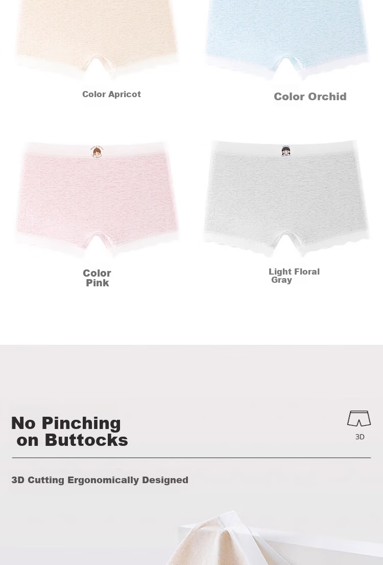 Langsha Girls' Cotton Underwear Children's Boxer Briefs Toddler Girls 2025 New Pure Cotton Triangle Developmental Big Kids Four-Point Shorts 5