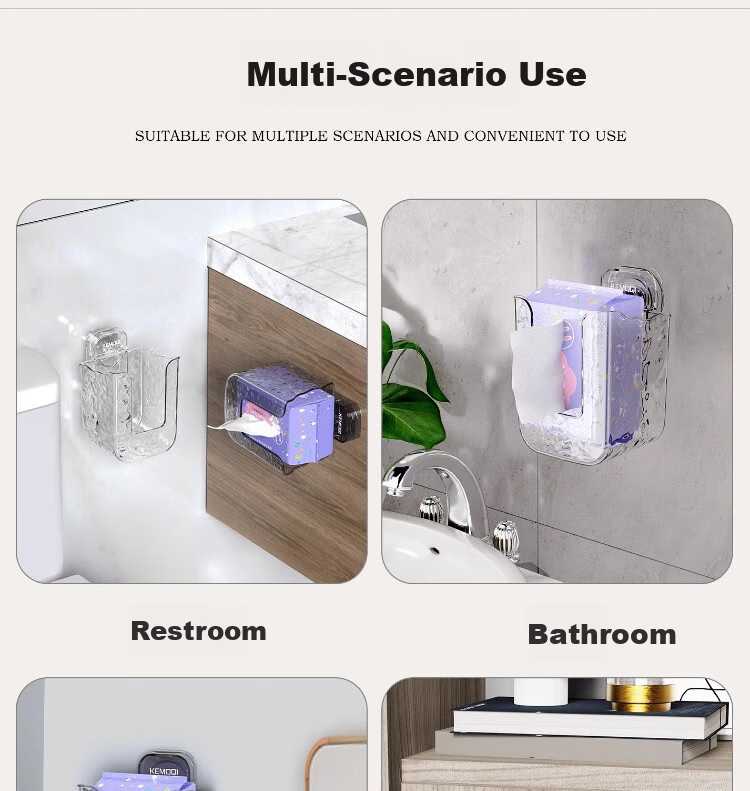 Jialifang Suction Cup Wet Wipes Storage Box Wall-Mounted Kitchen Wet Tissue Holder Wet Toilet Paper Facial Tissue Dispenser Transparent Color 13