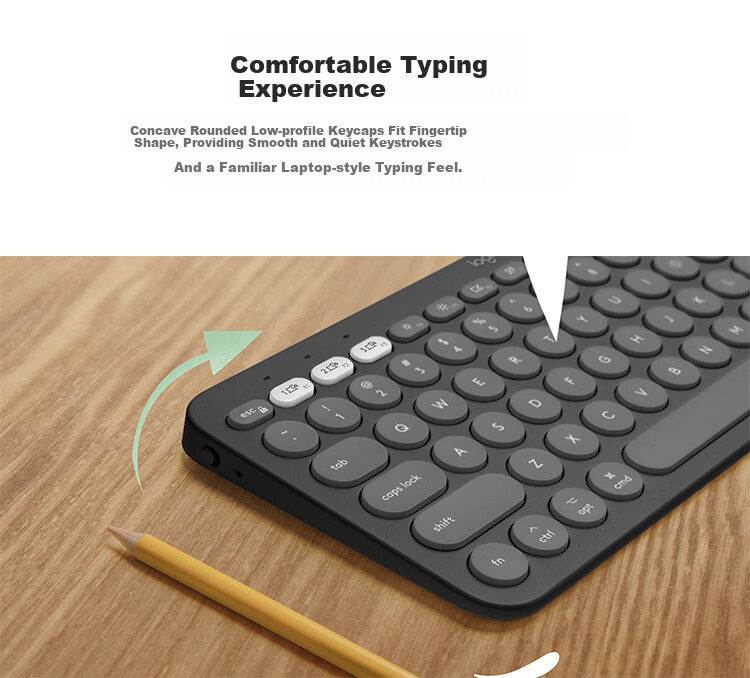 Logitech Stylish Series K390 Wireless Bluetooth Keyboard Ultra-thin Portable New Upgrade Sand Color 79 Keys 6