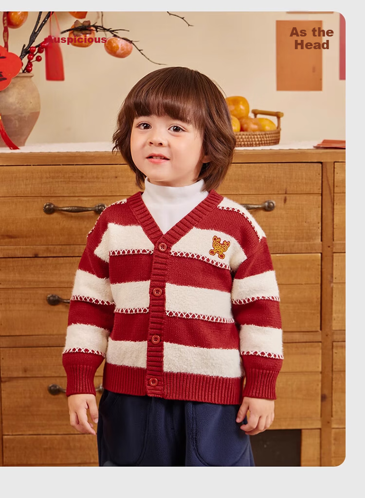 Ciciibear [Antibacterial, Anti-Static, Anti-Pilling] Baby Cardigan Sweater New Year Winter Style Thickened Warm Clothing Boys' Jacket 19