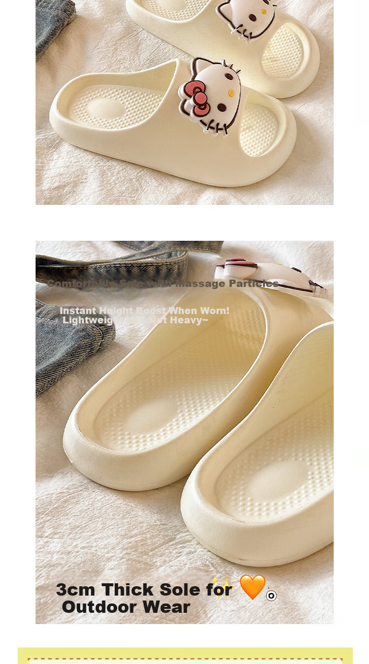 AILAIJIA Hello Kitty Collaboration Women's Home Slippers Bathroom Slippers Summer Cute Girls Slippers Pink Size 40-41 4