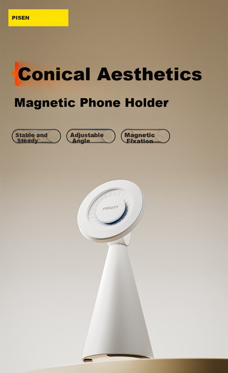 Pisen Double-Sided Magnetic Silicone Ring Holder Phone Stand, Compact Portable Stable 360° Rotating Detachable, Suitable for Apple 17 Pro Max, Huawei Mate 70 Titanium Original Color 1