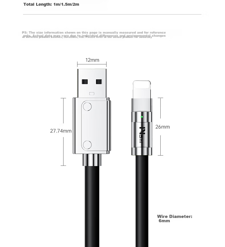 Apple iPhone 14 Fast Charging Data Cable Compatible with iPhone 13 Pro Max/12/11/XR/8/7, Air/iPad 9 Thickened 2M Black 22
