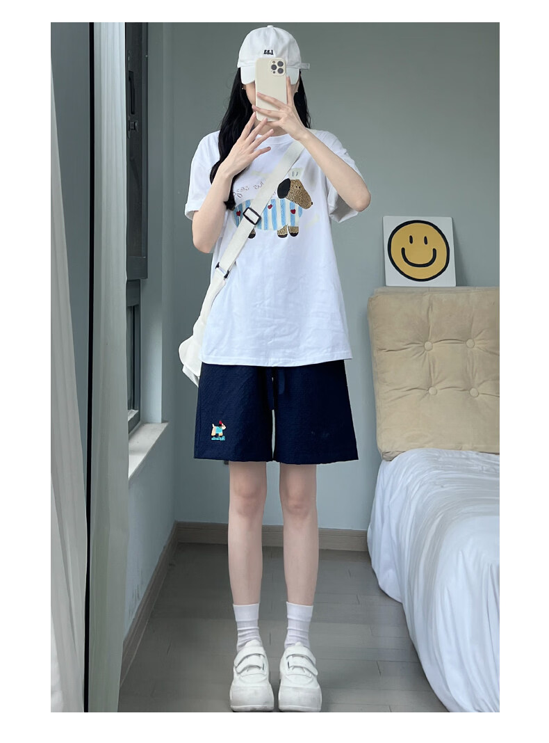 Langsha Women's Summer Thin Embroidered High-Waist Quick-Dry American Style Sports Shorts Beach Mid-Length Pants 19
