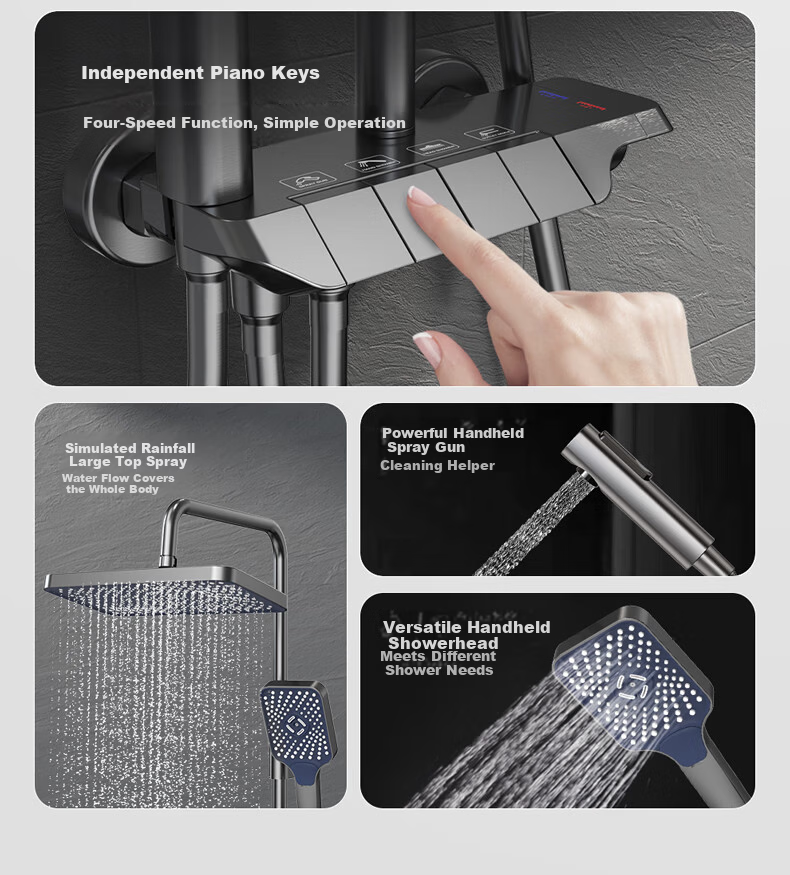 Micoe M3 Series Four-Function Piano Button Shower Set Household Bathroom Pressurized Shower Kit 4