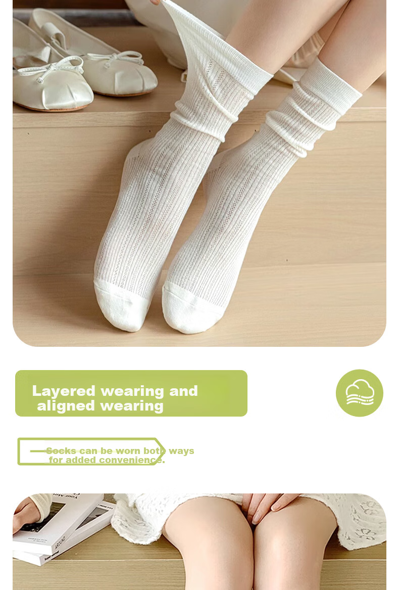 Qihaiqiu Women's Disposable Summer Thin Mesh Breathable Calf Socks Ballet Style Long Socks White 10 Pairs 6