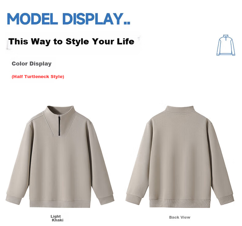 Hodo Men's Autumn Winter Half-Zip Thick Warm Lined Business Casual Long Sleeve Crewneck Sweatshirt 5