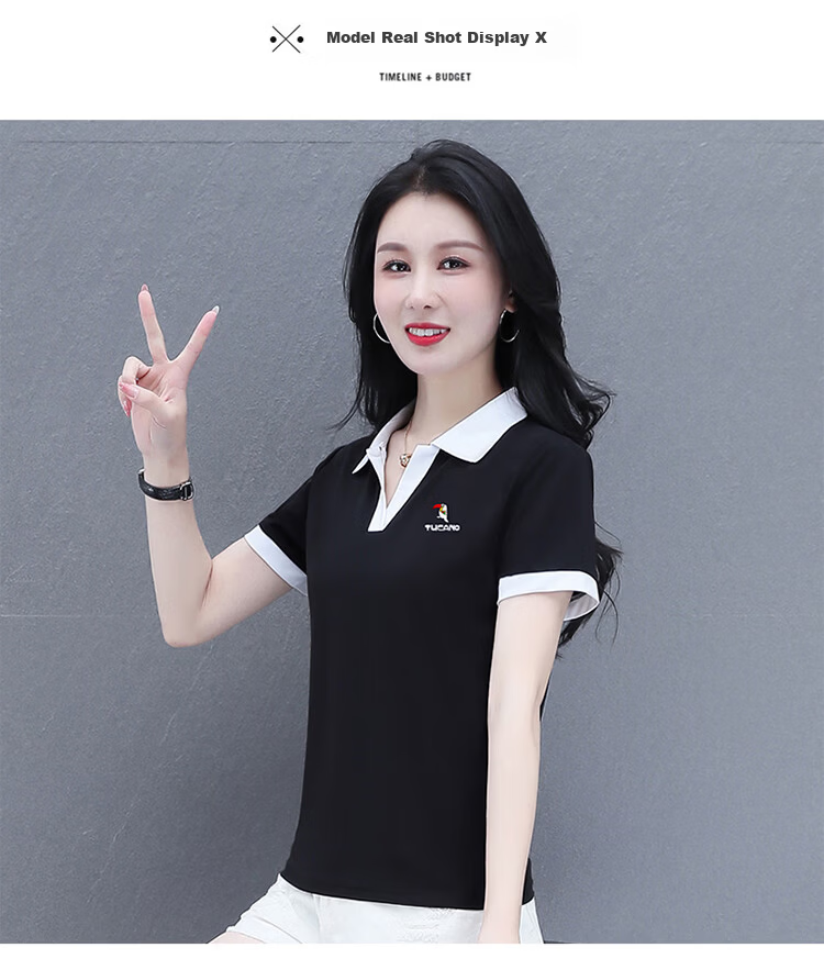 TUCANO Ice Silk Shoulder Polo Shirt Women's Short Sleeve Slim Fit Summer Mom Top White 3XL 13