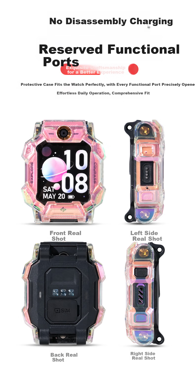LANGLING New Colorful Protective Case for Xiaotiancai Z11 Kids Phone Watch, Full-Cover Shockproof Slim TPU Case for Boys and Girls 6