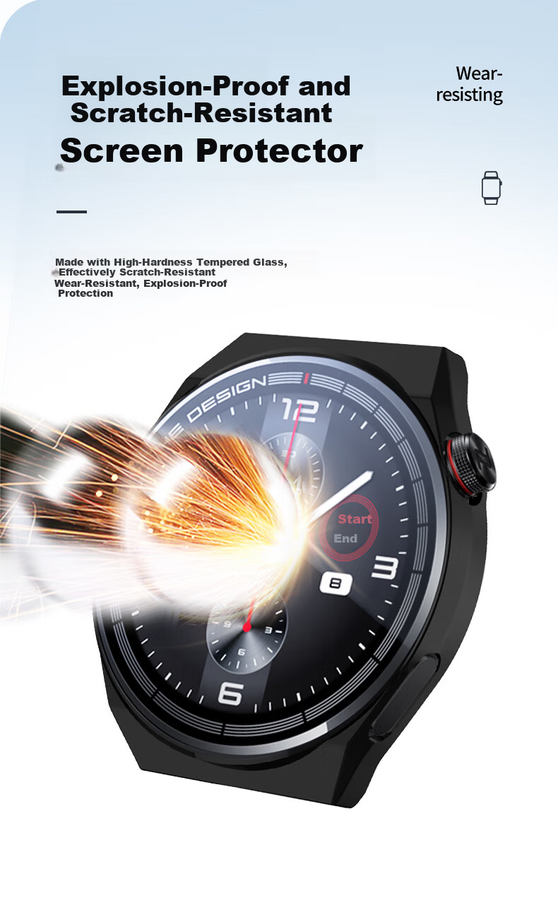 Binghong Protective Film Case for Huawei Watch 4, Integrated Protective Film And Case for Huawei Watch 4, Compatible with GT5 Pro, GT5, GT4, GT3 Pro, Shockproof And Scratch-Resistant - Transparent 46mm 2