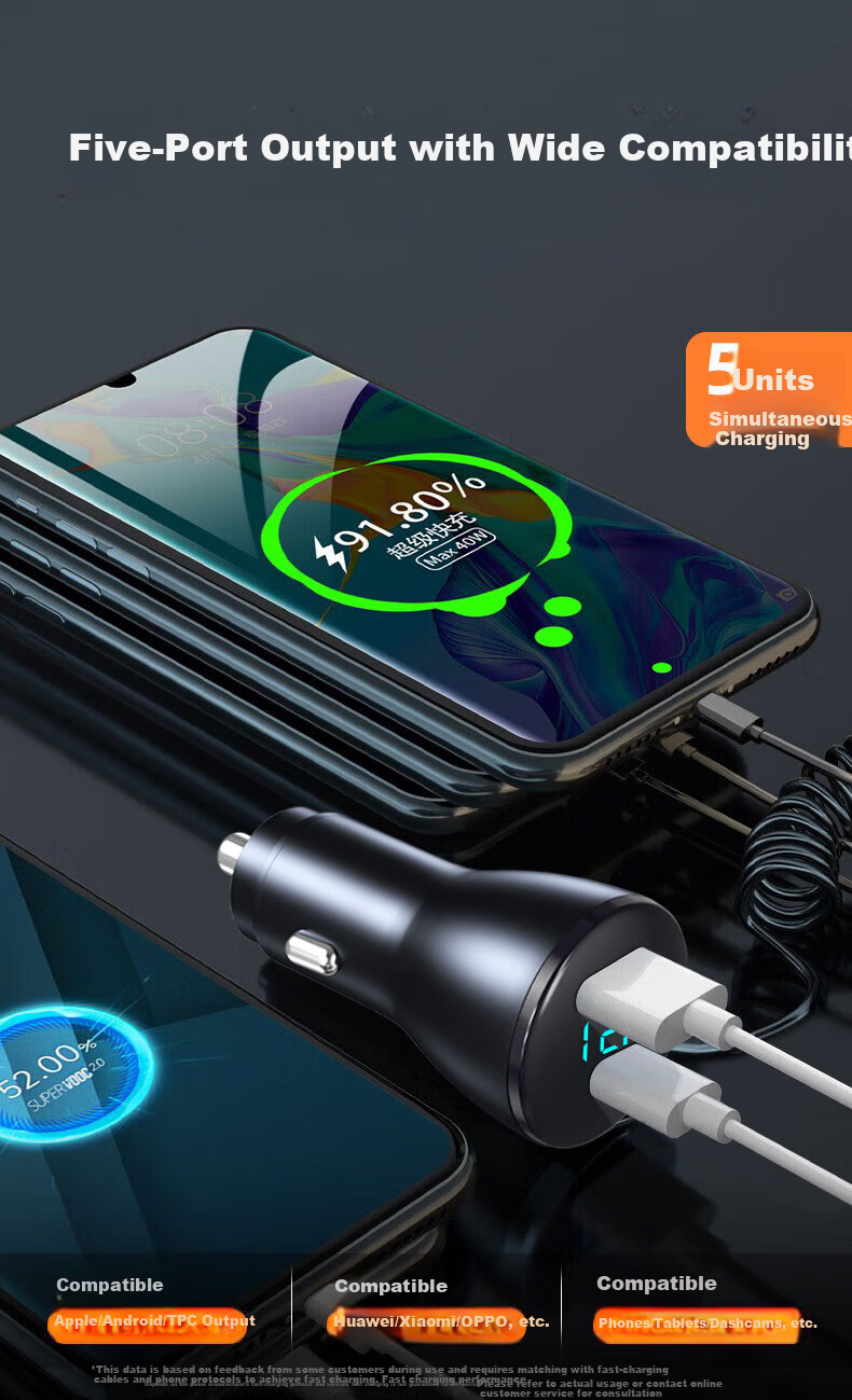 Newmine Super Fast Car Charger Bluetooth Cigarette Lighter Adapter with Retractable Cable Dual USB 2026 New Model Compatible with Apple 8-17 Series + Huawei Xiaomi 6