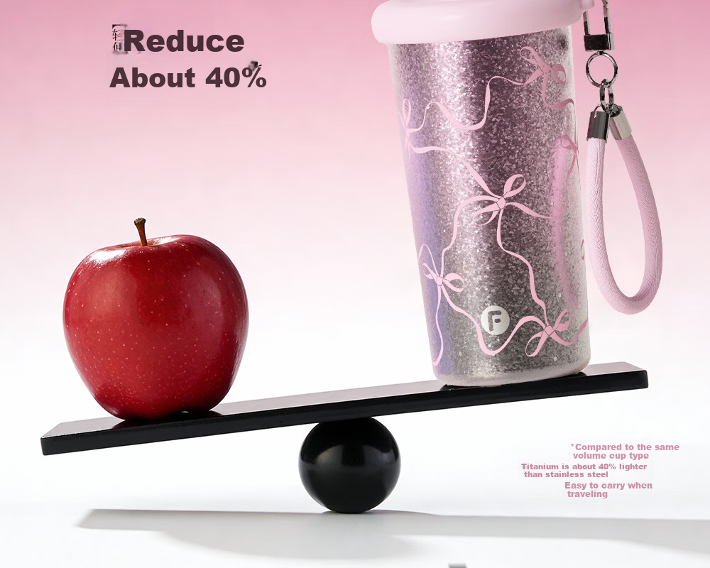 Fuguang Pure Titanium Insulated Water Bottle for Women High-Value Titanium Straw Portable Coffee Tea Cup Gift 19