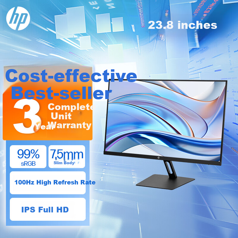 HP Star Vision Pro 23.8-inch Monitor 100Hz IPS Technology Three-Side Micro-Edge Design Low Blue Light Computer Office Display S24e