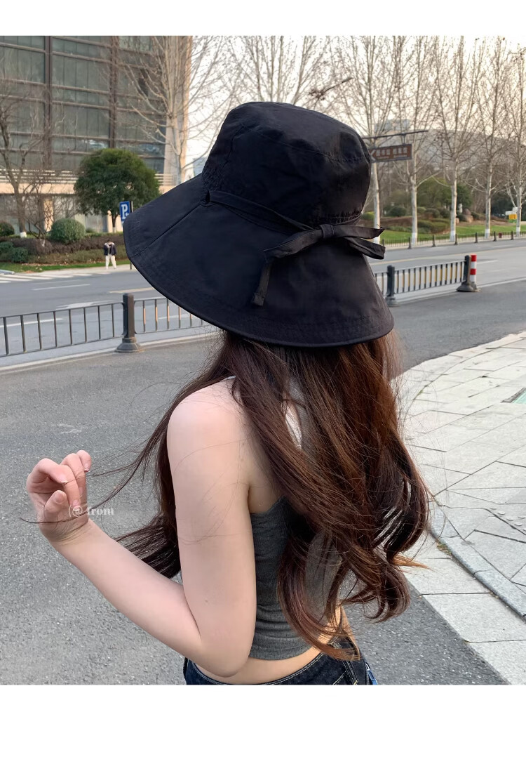 Xueqiman Women's Summer Sun Protection Hat Large Brim Sunshade Hat Face Slimming Natural Look UV Protection Quick-Dry Bucket Hat 16