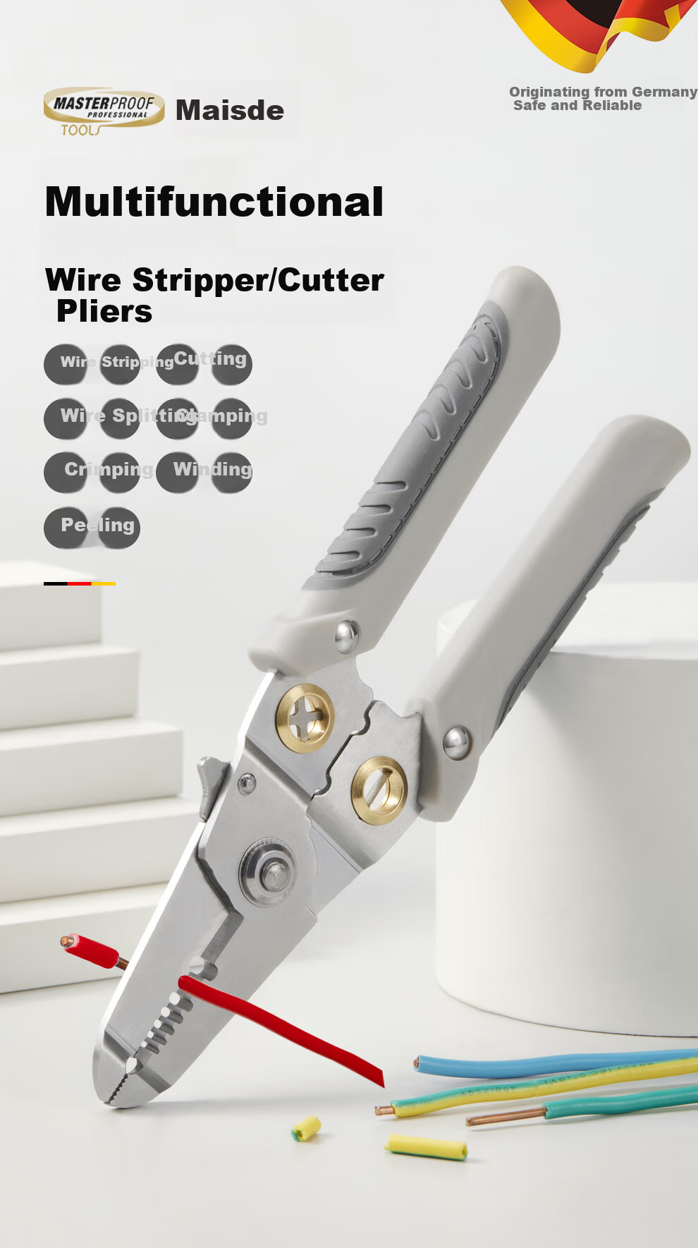 MASTERPROOF Multifunctional Wire Stripper Pliers Electrician Wire Stripping Pliers Crimping Pliers Wire Peeling Pliers Wiring Tool 1