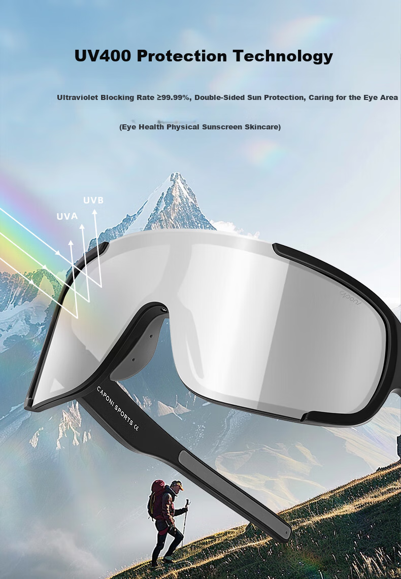 CAPONI Polarized Anti-Fog Windproof Ski Goggles Sunglasses for Men and Women Outdoor Cycling Hiking UV Protection 6