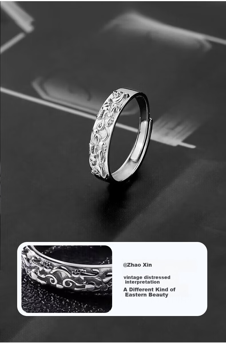 Zhoubaifu Pure Silver Solitary Star Ring for Men, Elegant Luxury Ring, Birthday Christmas Gift for Boys 11