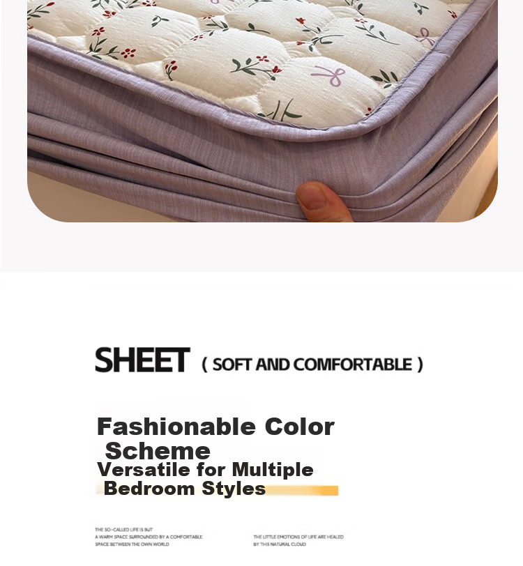 MUJI A-Class 100% Cotton Quilted Fitted Sheet Single Piece Pure Cotton Mattress Protector Cover 1.8x2m Bed 2