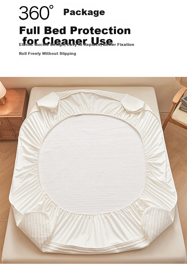 MUJI Pure Cotton Waterproof Fitted Sheet Mattress Protector Full Coverage Anti-Urine Dustproof Cover 1.5x2m 12