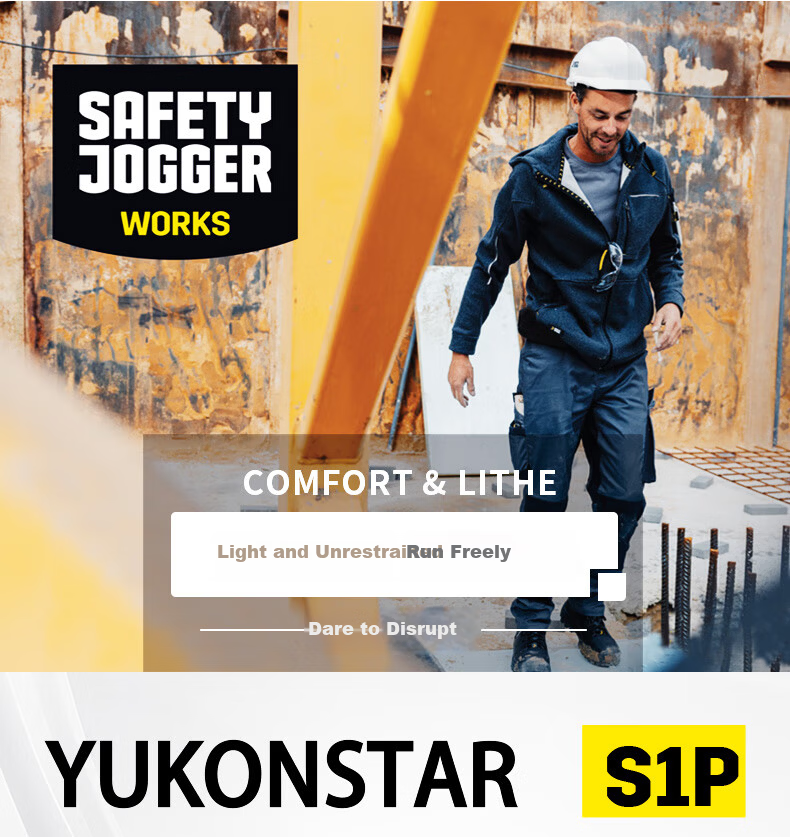 SAFETY JOGGER Yukonstar Men's Breathable Lightweight Anti-Smash, Anti-Puncture, Anti-Static Safety Shoes, Sea Blue, Size 40 1