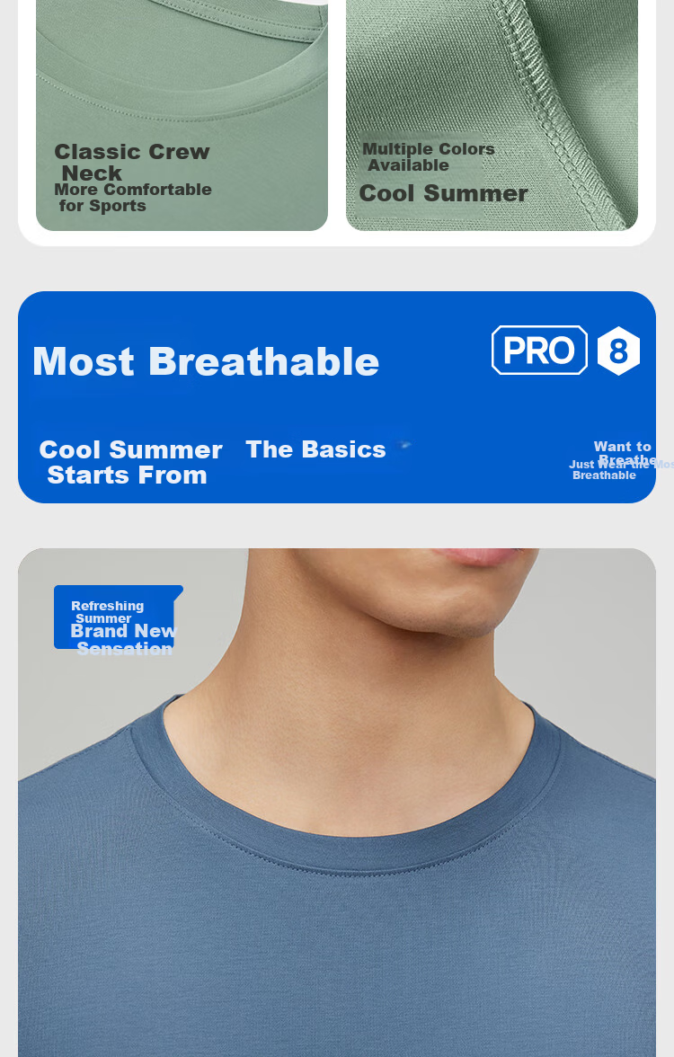 HLA Home 【Zui Huxi-Pro8】 Short Sleeve T-Shirt Unisex Zero Carbon Tencel Antibacterial Mite-Resistant Couple Basic Base Layer Shirt 17