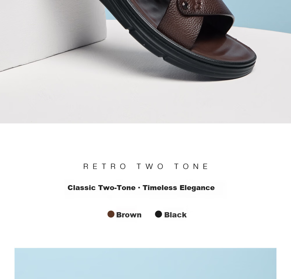 Camel Brand Men's Sandals First Layer Cowhide Beach Shoes Open Toe Breathable Dual-Wear Slippers P16M211013 Black Size 38 2