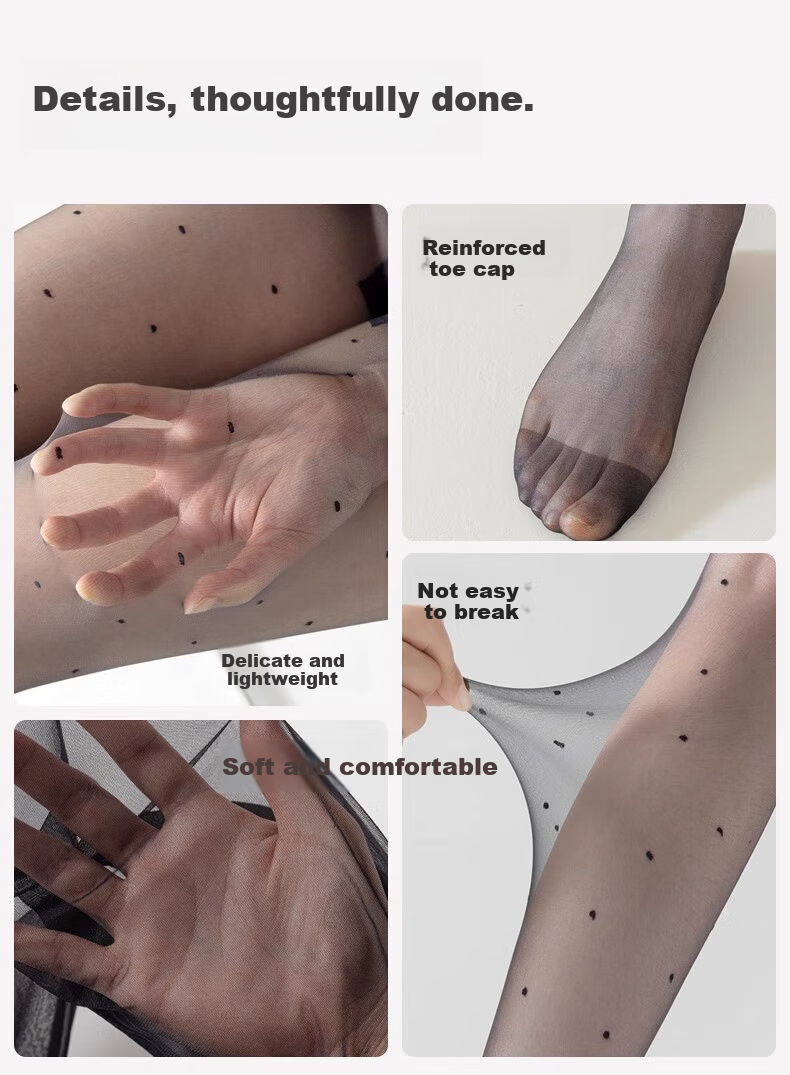 Cotton Full Polka Dot Stockings Women Anti-Snag 0D Nude Sensation Sheer Sexy Black Tights Skin-Enhancing Flesh-Colored Pantyhose TT 21