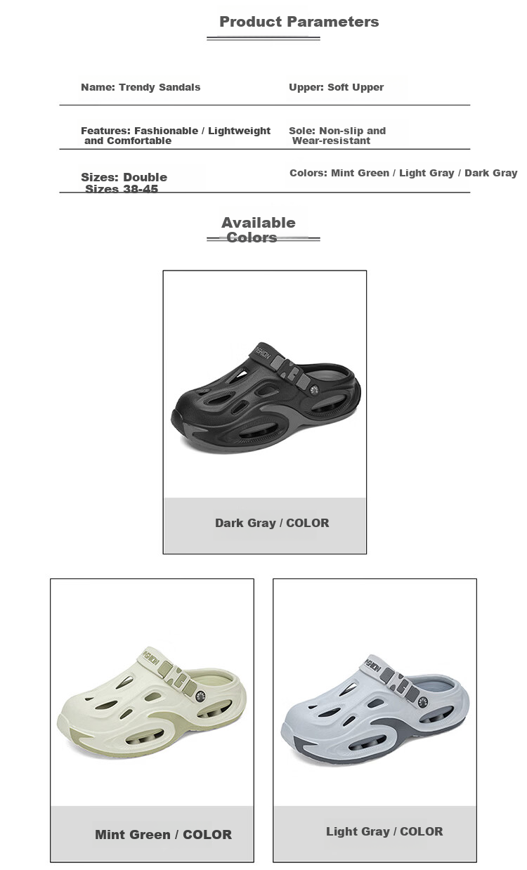 CARTELO Men's Summer 2026 Breathable Closed-Toe Hole Sandals Thick-Soled Casual Sports Beach Slippers for Men 5