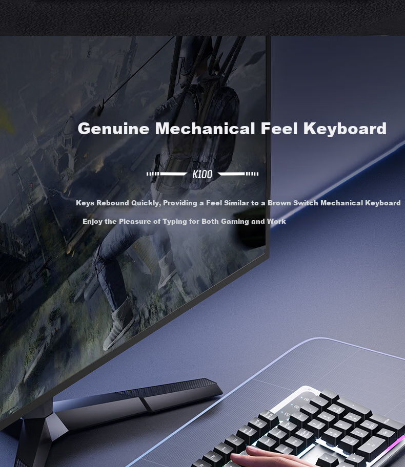 HP K500Y Mechanical Feel Wired Silent Membrane 104-Key Keyboard for Gaming, Office, and Study Compatible with Laptop and Desktop, High-Quality Side-Engraved Peripheral 3
