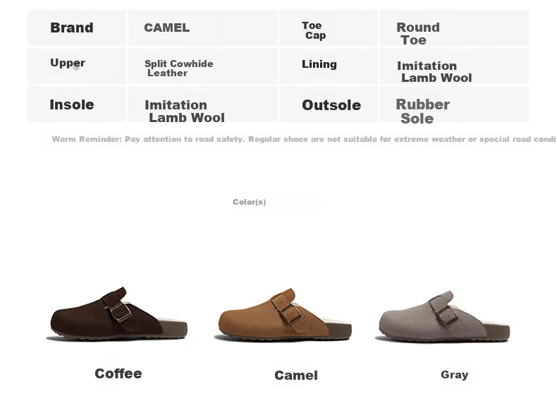 CAMEL Women's Birkenstock Style Genuine Leather Casual Low Heel Slip-On Shoes L25S700038 Camel Size 37 23