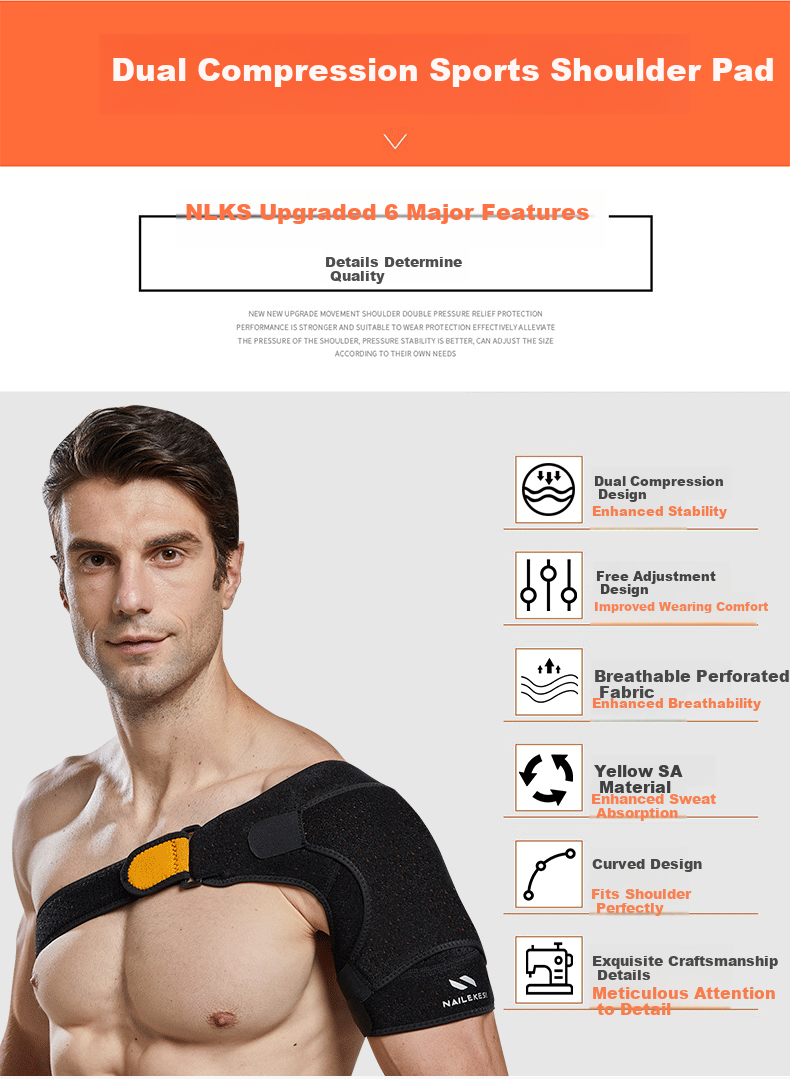 NAILEKESI N Sports Shoulder Support Shoulder Periarthritis Protective Sleeve Injury Fixation Adjustable Breathable Compression Brace for Fitness Training 4