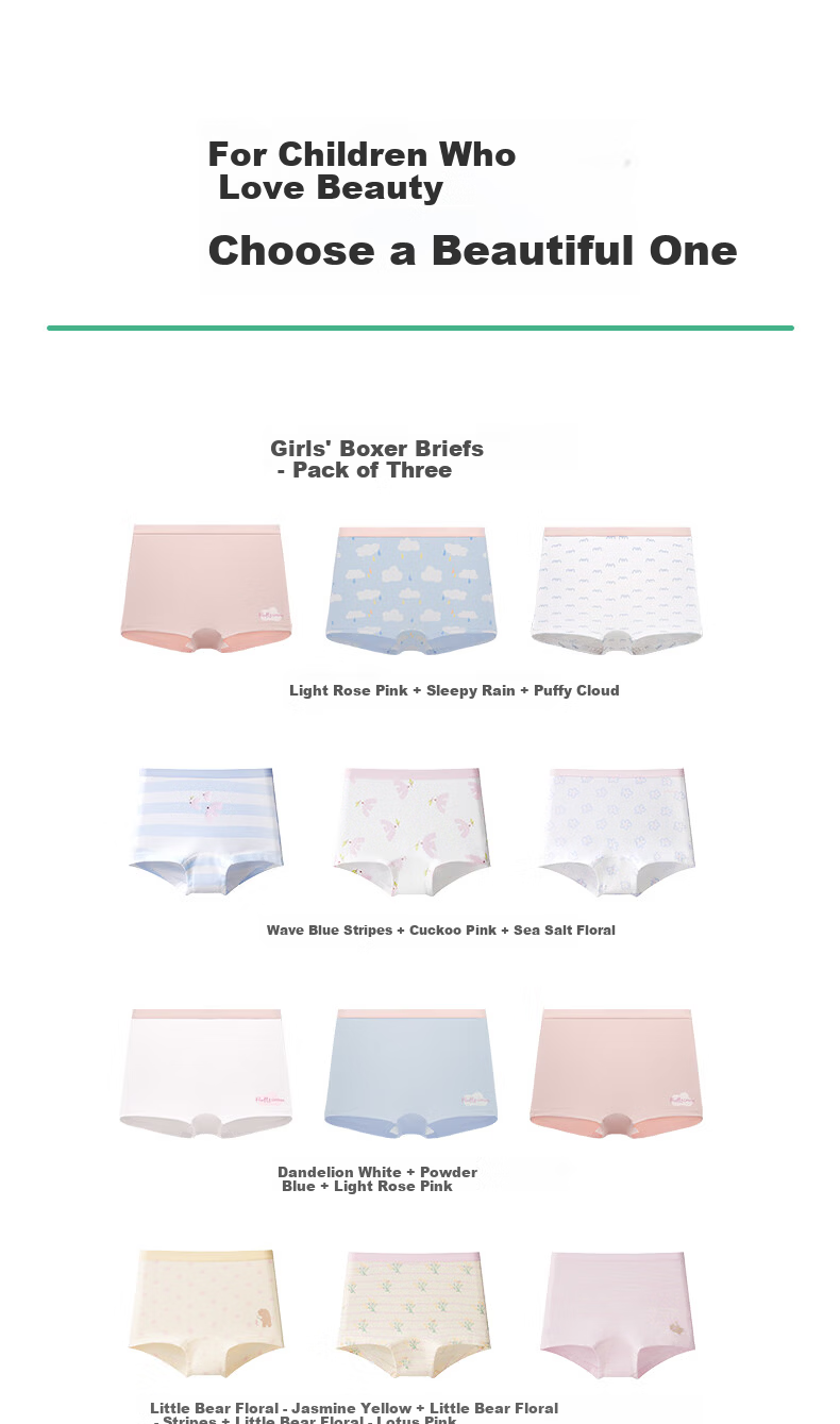 Like uu Children's Underwear Boys and Girls Pure Cotton Class A Underwear Developmental Period Primary School Underwear [Girls Triangle Set 2] 24
